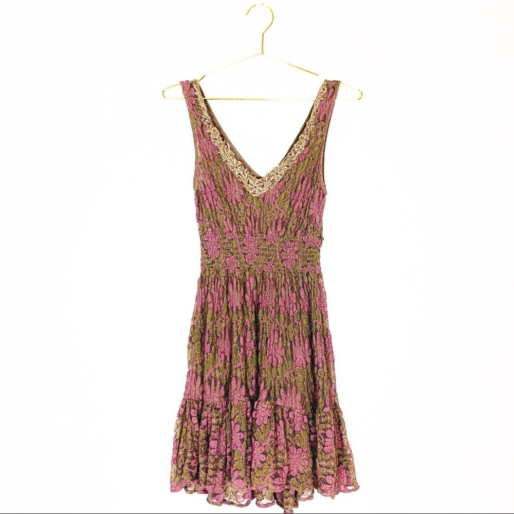 Free People | Lace Ruffle Floral Dress